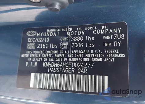 2014 Hyundai Elantra z USA, uszkodzony, nr VIN KMHDH6AH0EU024277